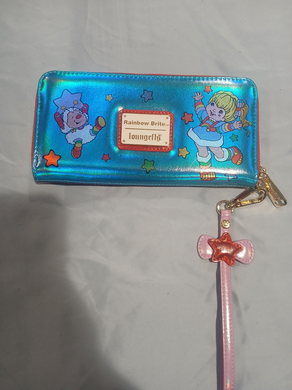 Loungefly Rainbow Care Bears Holographic Zip Wallet - Blue, Orange, Pink, Yellow - Picture 2 of 3